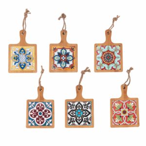 Borrelplank mini met tegel - per 6 stuks